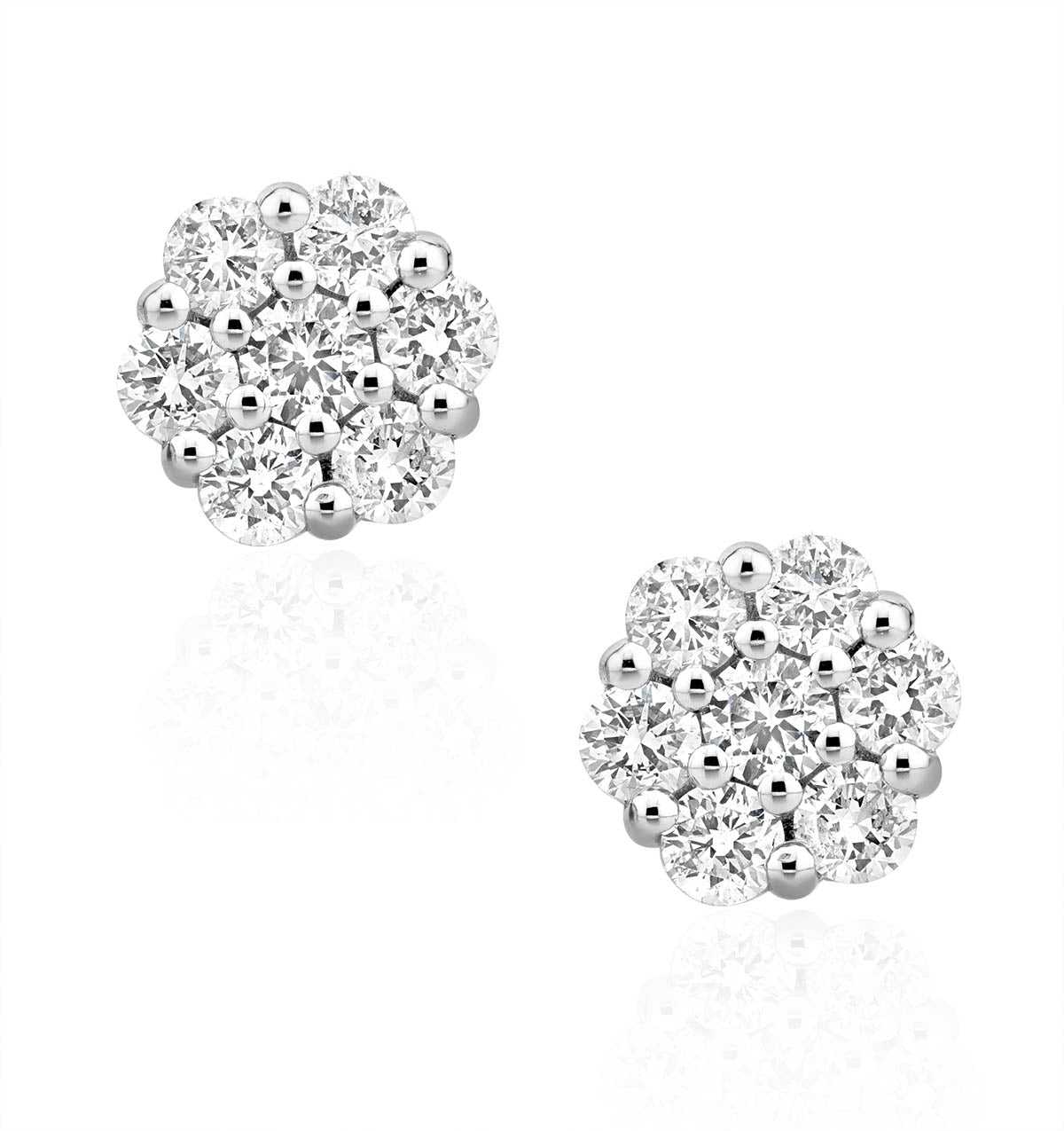 Lab Diamond Cluster Earrings 0.50ct H/SI Quality set in 9K White Gold